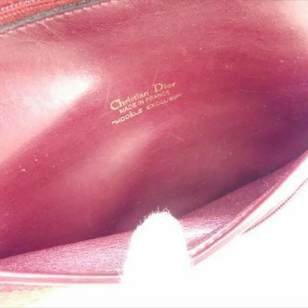 Dior Wallet Purse Long Wallet Trotter Red Gold Canvas Leather Woman unisex T8054